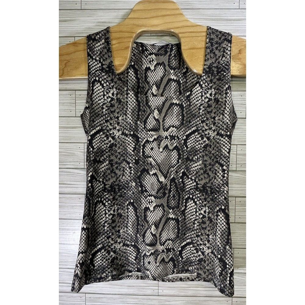 Zara Basic Women's Sleeveless Blouse Faux Snake Skin Animal Print Top Size Lg